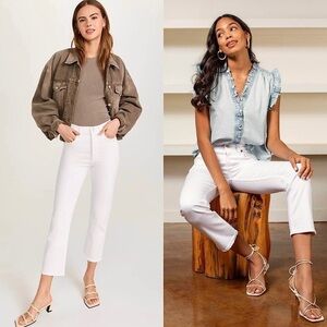 NWT AGOLDE 90s High Waist Ivory Denim Riley Straight Leg Ankle Crop Jeans 23